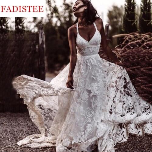 Robe De Mariée New Style Sexy V-neck Wedding Dress Boho платья Elegant Bride Gown Vestido De Novia