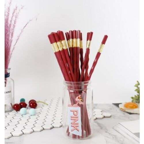 Family red alloy chopsticks gift chopsticks solid color hotel chopsticks