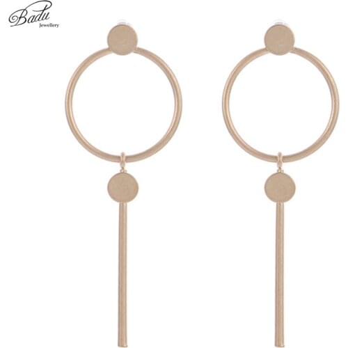 Badu Geometric Stud Earrings Golden Alloy Round Punk Vintage Earring Studs Jewelry Long Pendant Fashion Jewelry Wholesale
