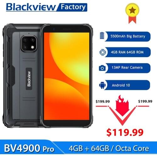 Blackview BV4900 Pro IP68 Rugged Phone 4GB+64GB Android 10 Mobile Phone 5580mAh 5.7'' NFC Cellphones