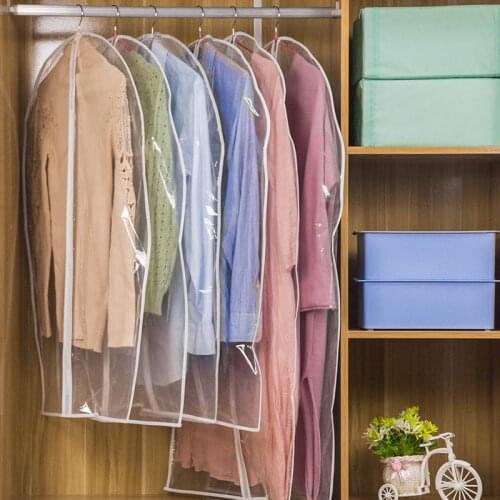 PEVA Transparent Clothes Dust Cover Garment Coat Jacket Storage Bag with Zipper for Dust Moisture Proof Protection KV005