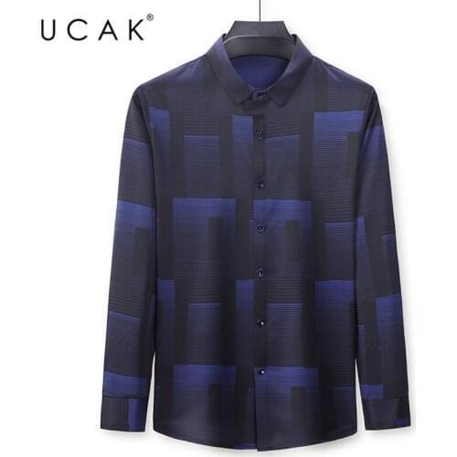 UCAK Brand Spring Autumn New Arrival Casual Men Shirts Clothing Long Sleeves Striped Shirt Homme Streetwear Man‘s’ Clothes U6118