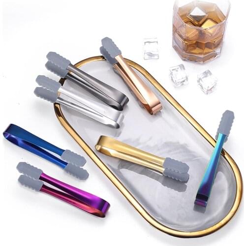 Stainless Steel Ice Cube Clip Ice Tong Bread Food BBQ Clip Barbecue Clip Ice Clamp Anti-slip Food Serving Clip Clamp Bar Tools