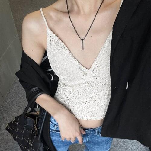 Werynica 2020 women Summer Fashion Lace Thread Cotton Sexy Cross Shoulder Strap Stitching Beaut Back Camisole Anti-light Vest