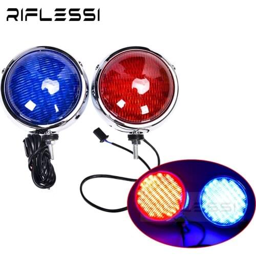 1 Set 12V 24V Red Blue Police Lights Cruiser Motorcycle Strobe Light LED Stroboscopes For Auto Flash Lamps Police Flasher Round