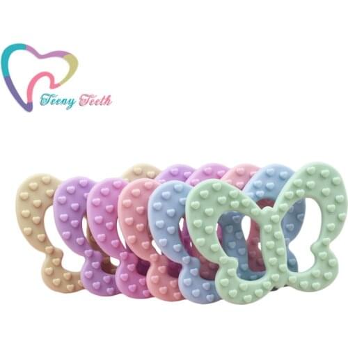 2 PCS Butterfly Silicone Animal Teether Food Grade Silicone BPA Free for DIY Baby Teething Necklace Pacifier Chain Pendant Toys