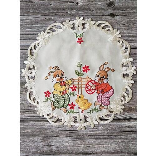 2021 Hot Lace Placemat coffee Embroidery Table place Mat cloth Doily Cup tea dining Coaster mug Easter party drink Pad kitchen