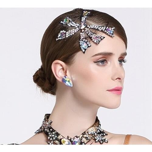 205 New Dancing Headwear Costume Modern Latin Dance Headdress Waltz Tango Foxtrot Quickstep Headwear Flower GB Diamond B-2776