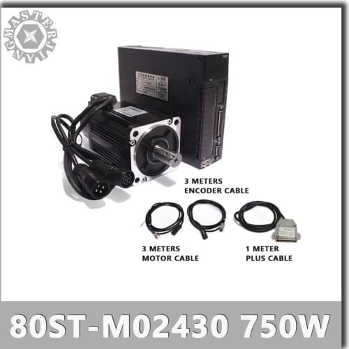 220V 80ST-M02430 750W AC Servo motor 2.4 N.M. 0.75KW 3000RPM Single-Phase A1-SVD Driver