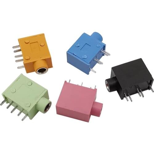 5Pcs PJ-325 3.5MM Audio Earphone Jack Socket Connector Stereo Headphone Jack Adapter PJ325 Multicolor