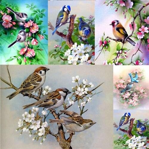 5D diy diamond embroidery flower bird square round diamond painting mosaic HD rhinestone cross stitch kit home decoration HR3589