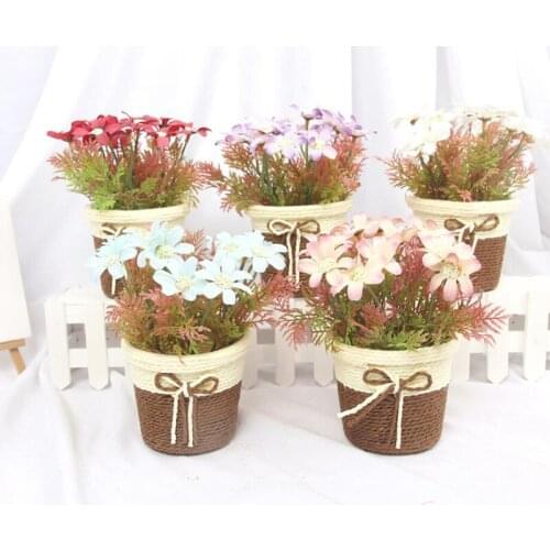 Car Ornaments Chrysanthemum Basket Simulation Flowerpot View Set Car Interior Decoration Accessorie Living Room Bedroom Gift