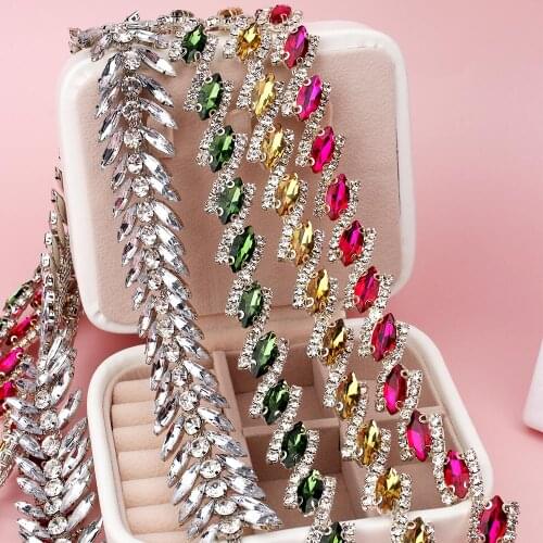 JOJO BOWS 0.6/1" 90cm Rhinestones For Clothing Shiny Glass Rhinestones Chain DIY Fashional Dress Supplies Decoration Accessories