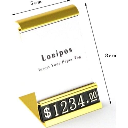 Aluminum Frame Jewelry Price Tag Adjustable Numeral Pricing Cube Sign Card Holder Wine Cellphone Alloy Counter Display Stand