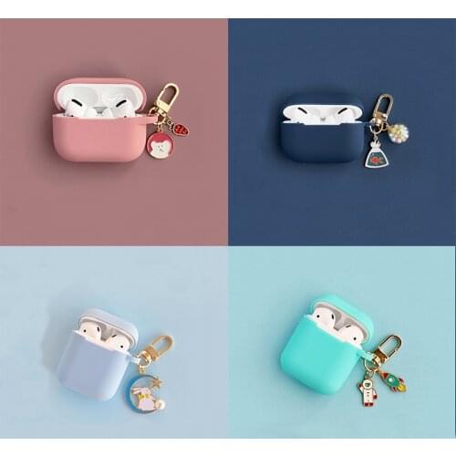 Fundas Case For AirPods 1 2 Pro Box Cute Soft Silicone Wireless Bluetooth Earphone Protective Cover Keychain