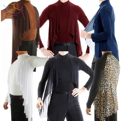 Elegant Long-Sleeved Tops New Male Adult Latin Dance Modern Dance Practice Shirt Performance Clothing Competition Suit DWY1116