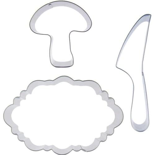 Mushroom, Big Plate, Knife shaped 3 piece biscuit cutting molds, baking tools, cake decorating soft candy tools