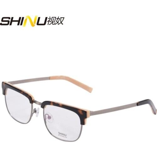 Hlaf rim glasses frame imitation wood-grain women brand vintage square optical frame with box case cloth Oculos de grau 1984