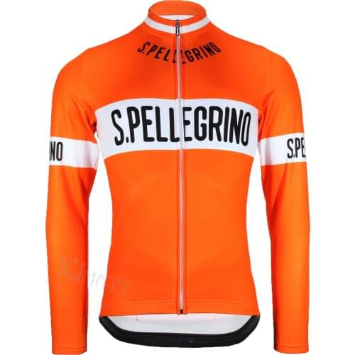 Classic Retro Autumn And Winter Fleece /Polyester Long Sleeve Cycling Jersey Orange Outdoor Sports Mountain Climbing Necessary