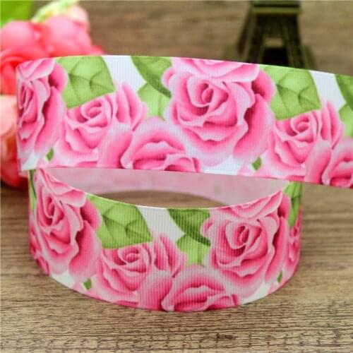 DHK 1.5'' 5yards flowers rose printed grosgrain ribbon Accessory hairbow headwear DIY decoration 38mm E1379