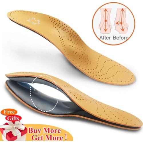 Leather Orthotic Insole For Flat Feet Arch Support Orthopedic Shoes Sole Insoles For Feet Men Women Children O/X Leg Corrected