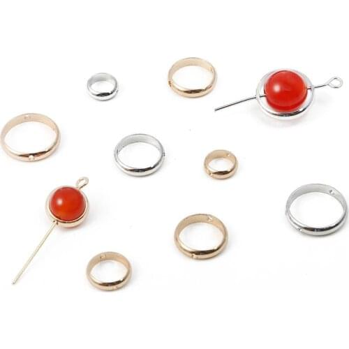 10pcs/lot 6/8/10/12mm Double Hole Beaded Copper Spacer Beads Positioning Circle Jump Rings For DIY Bead Bracelets Jewelry Making