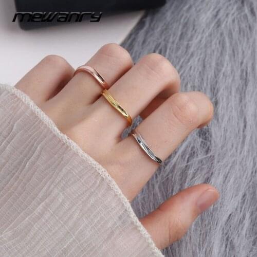 Mewanry Minimalist 925 Sterling Silver Couples Rings New Fashion Elegant Adjustable Irregular Line Party Jewelry Gifts for Women