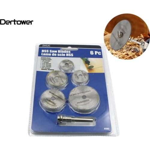 6pcs/Set HSS Mini Circular Saw Blade Woodworking Cutting Discs Drill For Rotary Tools Dremel Metal Cutter Power Tool Mandrel Set