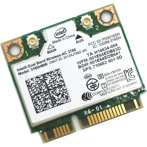 Mini PCI-e card Dual Band 3160HMW 433Mbps 802.11ac Wireless AC Fit for Bluetooth 4.0 2.4ghz 5Ghz For Intel 3160
