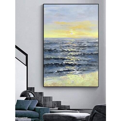 Ocean sailing handmade oil painting cloth cover large murals home office decorative hand-painted wall art abstract images