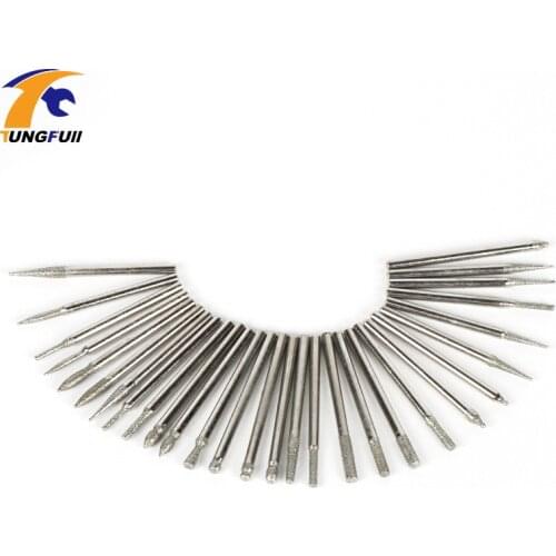 TUNGFULL Dremel Mini Drill Accessories 30pcs Diamond Burs Drill Brush Set Power Tools Diamond Polishing Abrasive Grinding Head