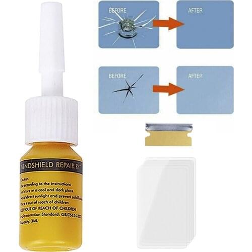 3ml Window Repair Car Windshield Repair Tool Glass Fluid Resin Cure Strips Razor Blade Kit Windscreen Crack Repair Glass Repair