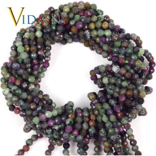 Natural Stone Faceted Green Rubys Gemstones Beads For Jewelry Making 2mm-4.5mm Spacer Loose Beads Diy Bracelet Necklace 15"