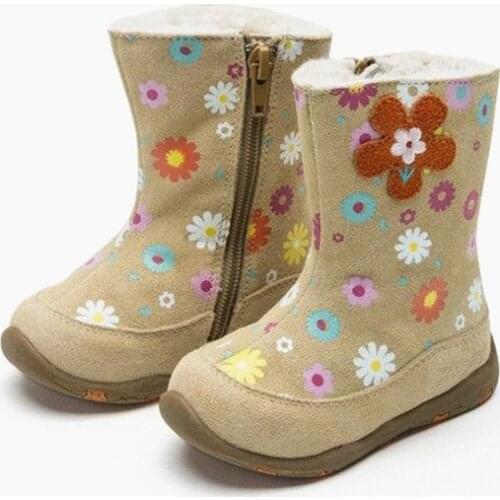 NEW 1pair Genuine Leather girl Snow Boot+inner nature wool, Children Shoes, Kid Soft Shoes