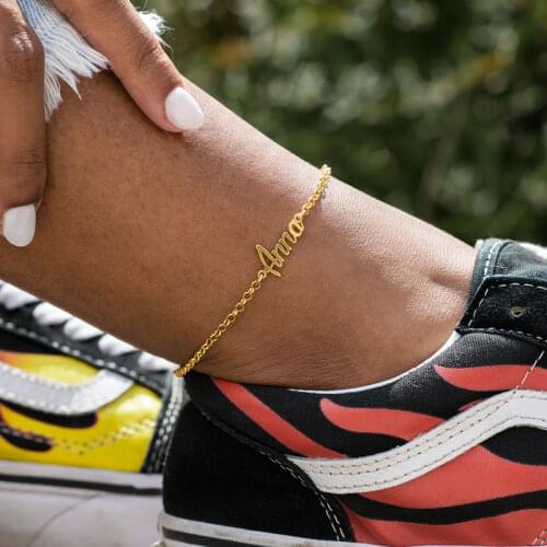 Custom Name Anklets for Women Personalized Customized Stainless Steel Letter Enkelbandje Bohemian Style Ankle Nameplate Jewelry