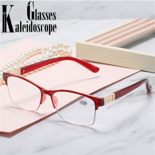 Metal Half Frame Reading Glasses Women Men Square Presbyopia Glasses Male Femlae Computer Hyperopia Diopter +1.5 2.0 2.5 3.0 3.5