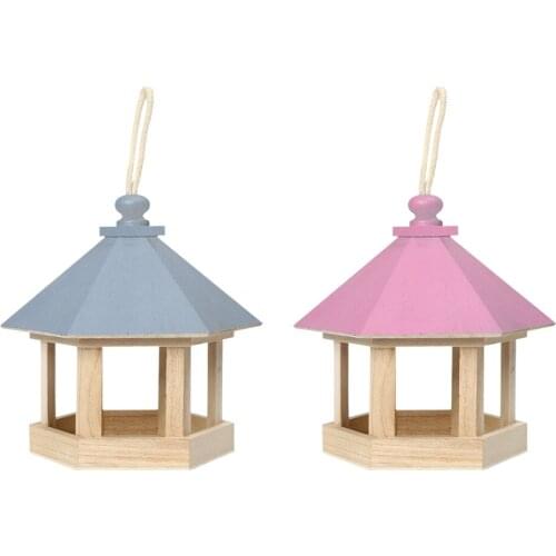Yard Garden Window Hanging Ornaments Bird Feeder Wooden Birdhouse Parrot Cage Hanging Birdhouse for Garden Yard Outdoor Decor