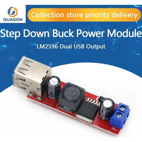 DC 6V-40V To 5V 3A Double USB Charge DC-DC Step-down Converter Module For Vehicle Charger LM2596 Dual USB