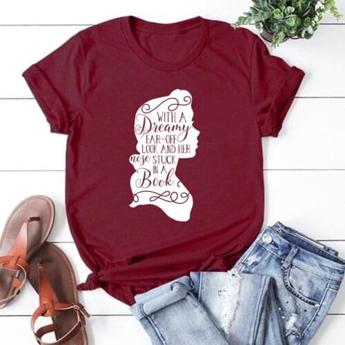 Beast and Beauty Belle Shirt with A Dream and A Book T-Shirt Unisex Graphic Tee Casual Summer Plus Size Tops for women