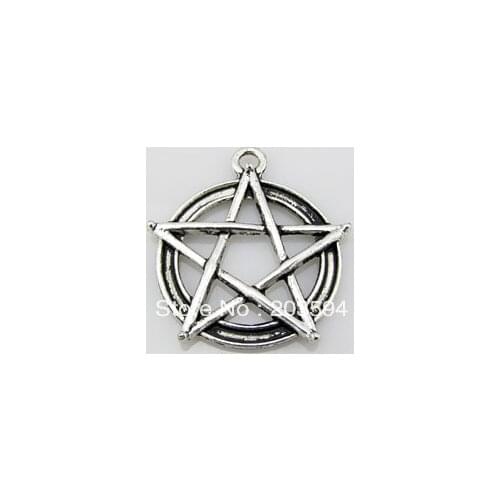 S8140 100Pcs/lots Tibet Silver pentagram Charms Alloy Pentacle Charms 31*28mm