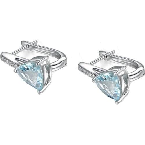 Heart Shape 925 Silver Color Stud Earrings for Women Girl Elegant 5A Zircon Earring Jewelry Gift