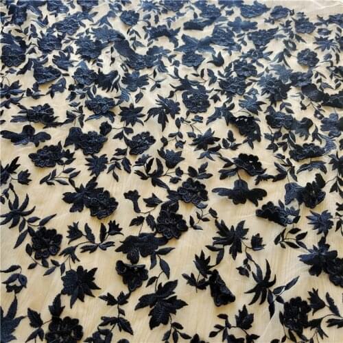 Black color embroidery special lace for dress