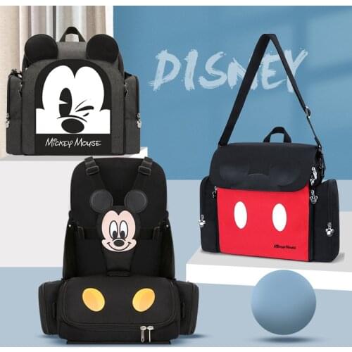 Disney Diaper Bags for Mom Large Capacity Dining Chair Baby Bag 2 in 1 Nappy Waterproof Backpack for Babies Mommy Maternity Bag