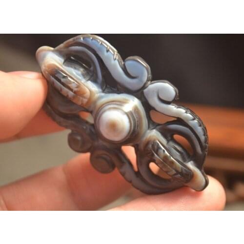 Magic Power Tibetan Onyx ONYX Totem Heaven Eye Pendant Talisman Carving LLZBD Carving Talisman Treasure