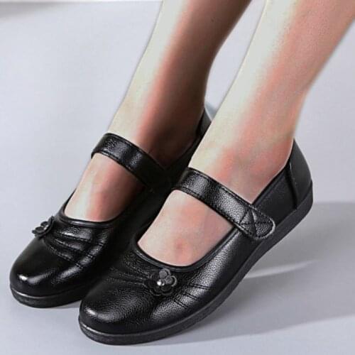 LIHUAMAO soft leather Mary Jane shoes for women heel strap ladies shoes pumps work party office lady comfort shoe