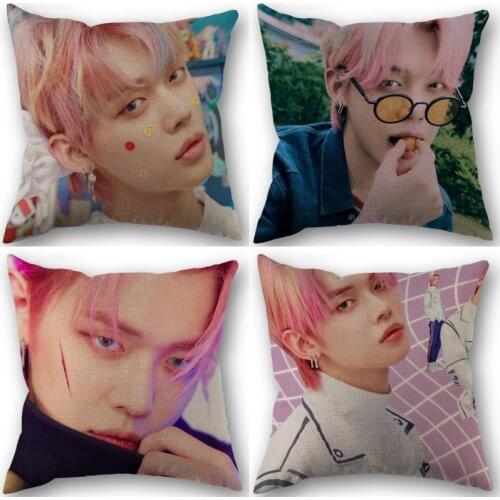 TXT Yeonjun Kpop Star Pillowcase High Quality Home Textile Cotton Linen Fabric 45x45cm One Side Decoration Pillow Cover New 0519
