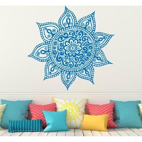 Mandala Vinyl Wall Sticker Lotus Flower Yoga Wall Decals Indian Bedroom Yoga Studio Boho Moroccan Bohemian Bedding Wall Art J041