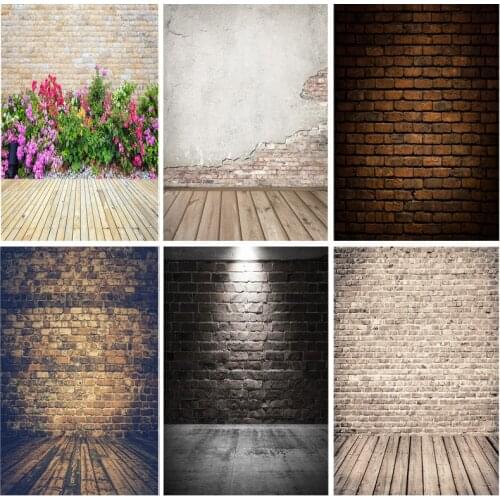 Vinyl Custom Vintage Brick Wall Wooden Floor Photography Backdrops Portrait Photo Background Studio Prop 21712 YXZQ-03