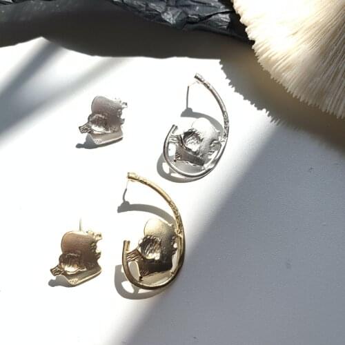 Rongho Vintage Irregular Geometric Metal Earrings for Women Punk Jewelry Gold Metal Earring Femme Brincos Party Bijoux