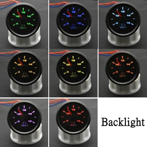 52mm Marine Boat Car Voltage Gauge Auto Voltmeter Waterproof IP67 Voltmeter Indicator With 8 color Backlight 12V 24V